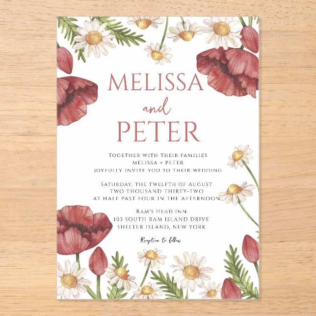 Faire-part de mariage aux fleurs sauvages (Recto)