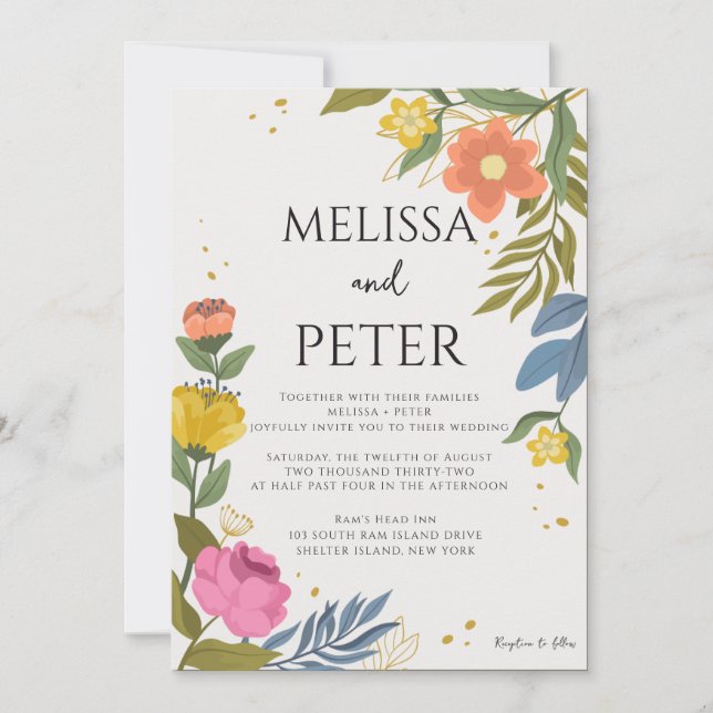 Faire-part de mariage aux fleurs sauvages (Devant)