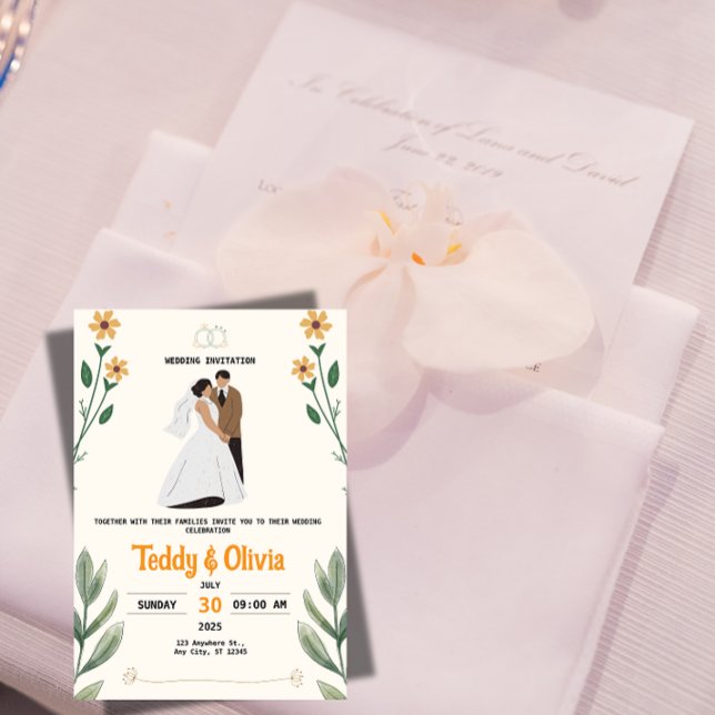 Faire-part de mariage aux fleurs sauvages (Créateur téléchargé)