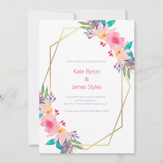 Faire-part de mariage aux fleurs sauvages aquarell (Devant)