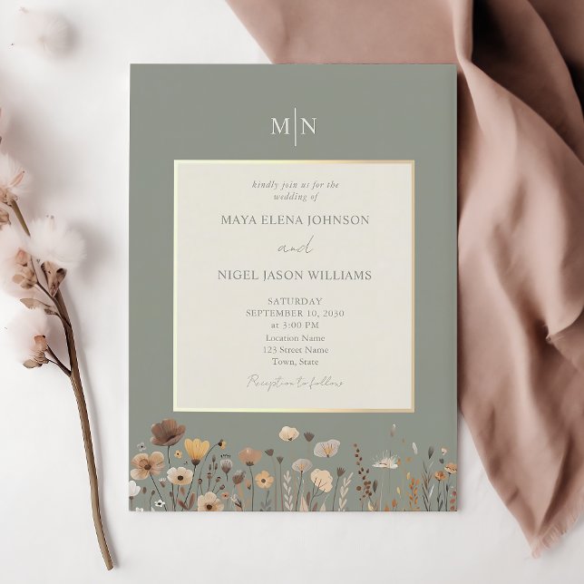 Faire-part de mariage aux fleurs sauvages boho ver (Créateur téléchargé)