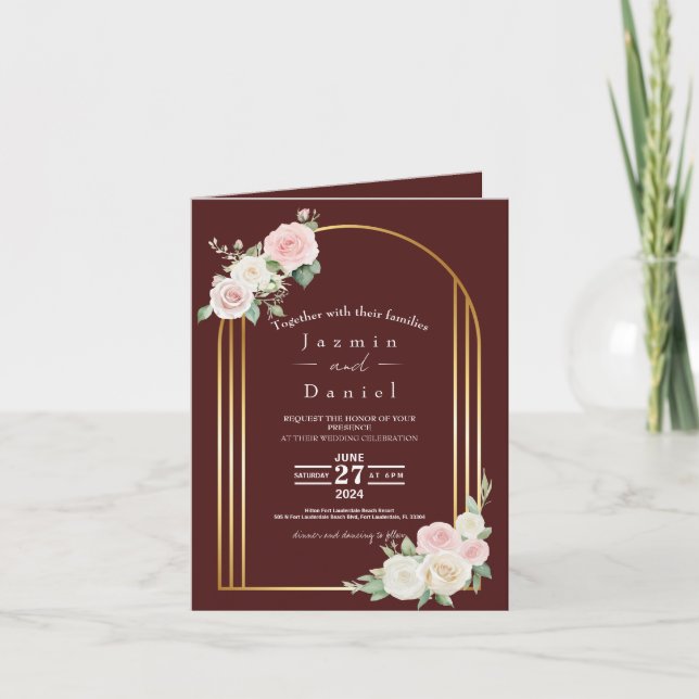 Faire-part de mariage aux floraisons crépusculaire (Devant)
