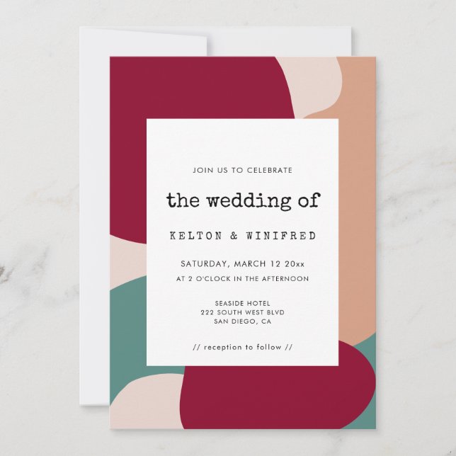 Faire-part de mariage aux formes abstraites modern (Devant)