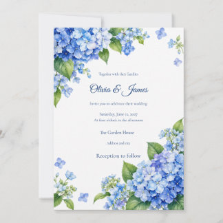 Faire-part de mariage aux hortensias bleus
