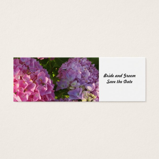 Faire-part de mariage aux hortensias roses (Devant)