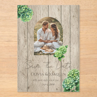 Faire-part de mariage aux Hortensias Verts