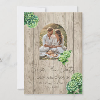 Faire-part de mariage aux Hortensias Verts