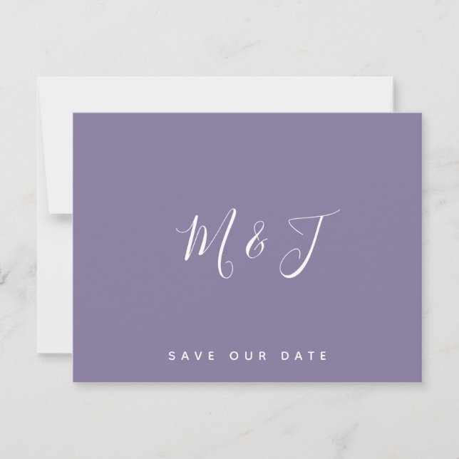 Faire-part de mariage aux initiales lavande (Devant)