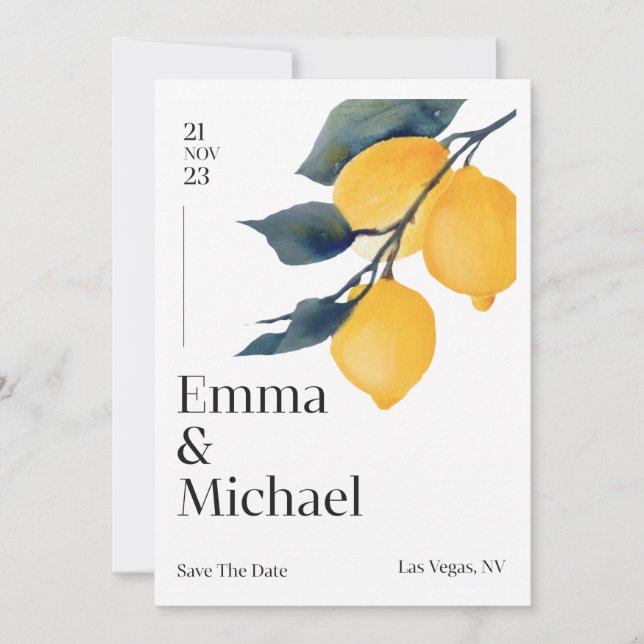 Faire-part de mariage aux lignes épurées et unembe (Devant)