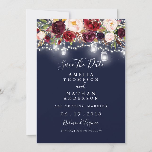 Faire-part de mariage aux lumières florales bordea (Devant)
