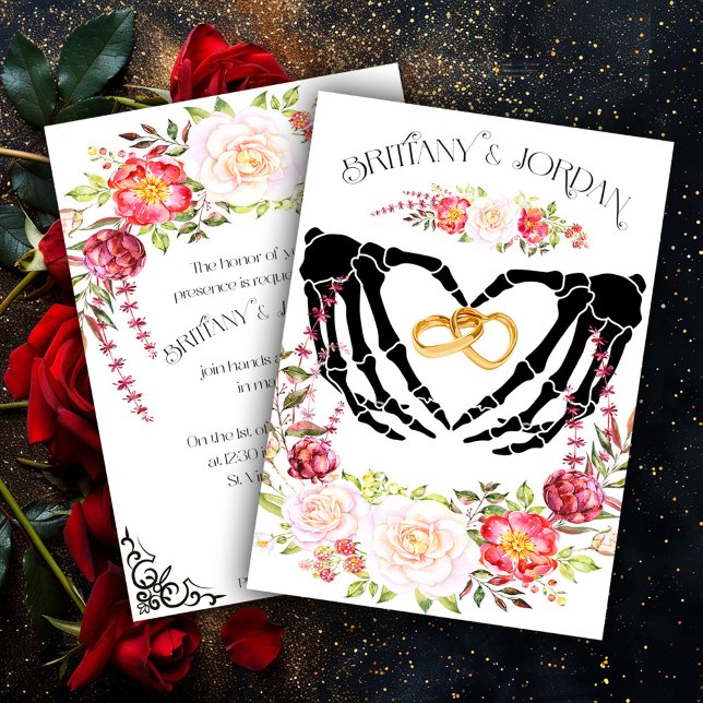 Faire-part de mariage aux mains squelettiques goth (Créateur téléchargé)