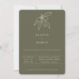 Faire-part de mariage aux olives toscanes rustique