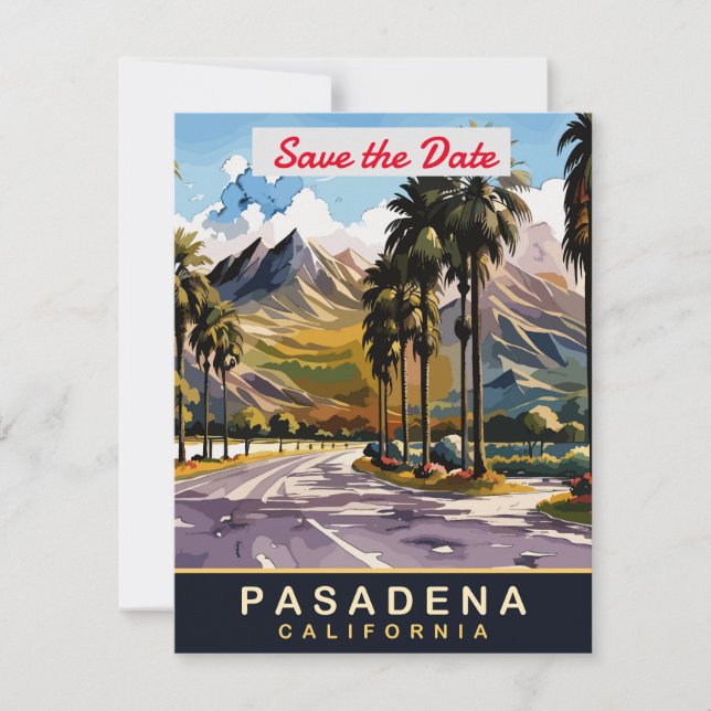 Faire-part de mariage aux palmiers de Pasadena Cal (Devant)