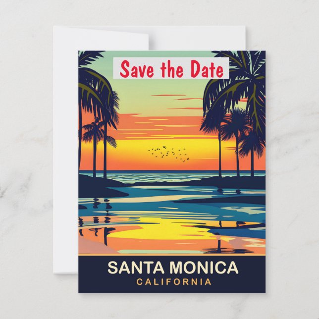 Faire-part de mariage aux palmiers de Santa Monica (Devant)
