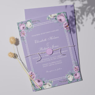 Faire-part de mariage aux pivoines violettes lavan