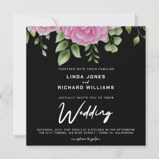 Faire-part de mariage aux roses aquarelles