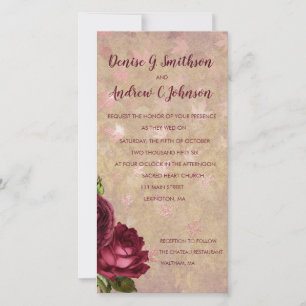 Faire-part de mariage aux roses de Bourgogne