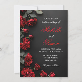 Faire-part de mariage aux Roses Rouges
