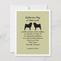 Faire-part de mariage aux silhouettes de Pug noir