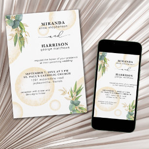 Faire-part de mariage aux sphères d'or et motifs b
