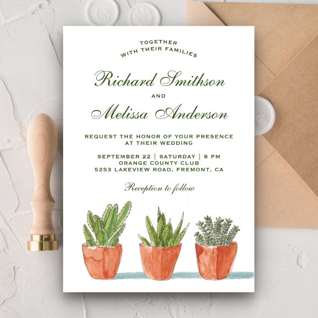 Faire-part de mariage aux succulentes aquarelles v (Créateur téléchargé)