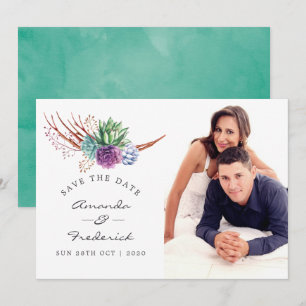 Faire-part de mariage aux succulentes de désert à