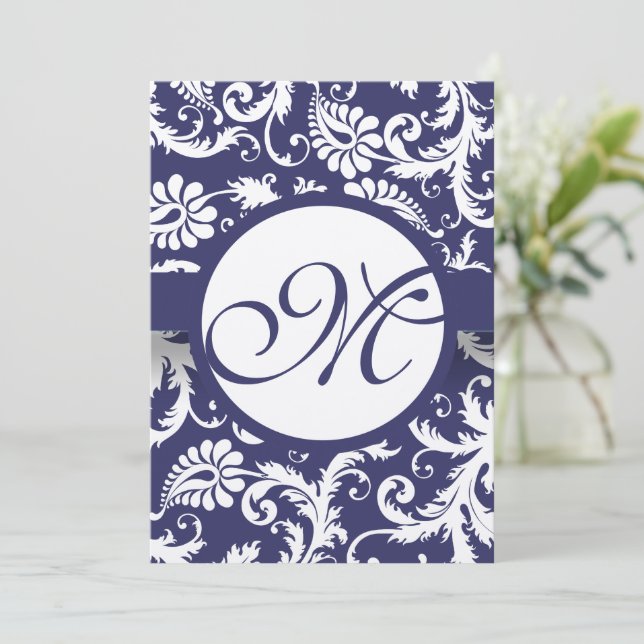 Faire-part de mariage aux tourbillons de damas arg (Debout devant)