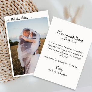 Faire-part de mariage avec annonce d'élopement en