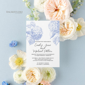 Faire-part de mariage avec Blue Hydrangea
