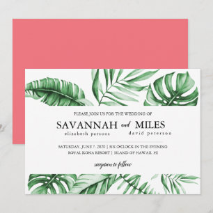 Faire-part de mariage avec bordure de feuille de p