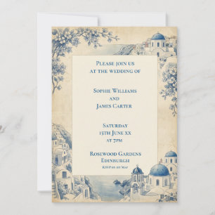 Faire-part de mariage avec bordure en carreaux ble