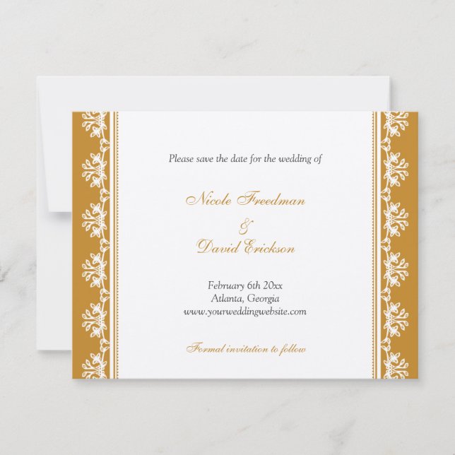 Faire-part de mariage avec bordure filigranée marr (Devant)