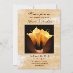 Faire-part de mariage avec bouquet calla lily