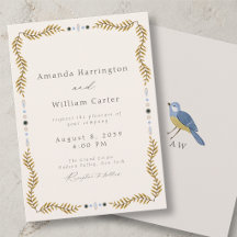 Faire-part de mariage avec cadre botanique et oise