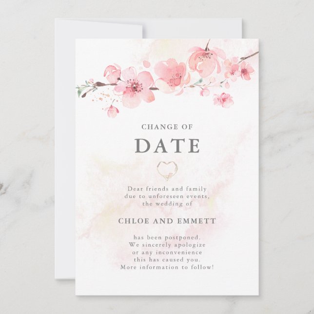 Faire-part de mariage avec changement de date de f (Devant)