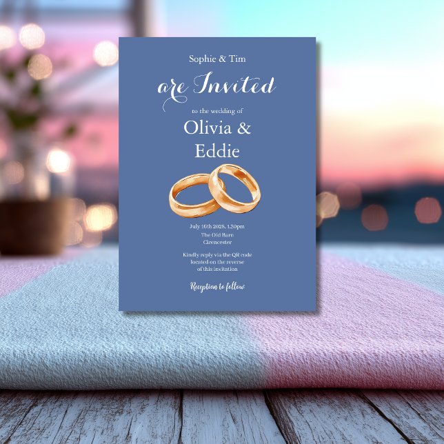 Faire-part de mariage avec code QR Anneaux de mari (Créateur téléchargé)