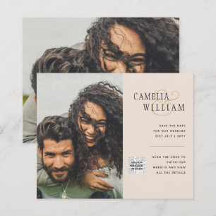 Faire-part de mariage avec code QR Champagne Blush