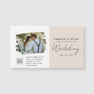 Faire-part de mariage avec code QR Champagne Blush