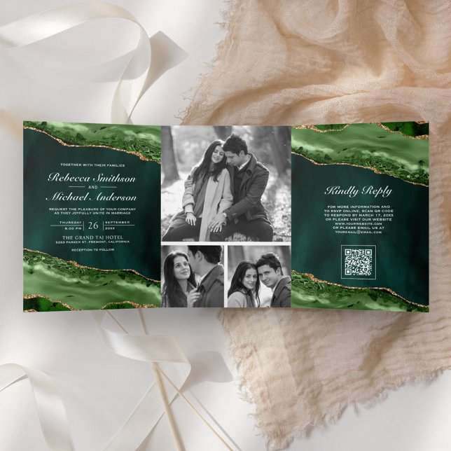 Faire-part de mariage avec code QR Collage Photo A (Créateur téléchargé)