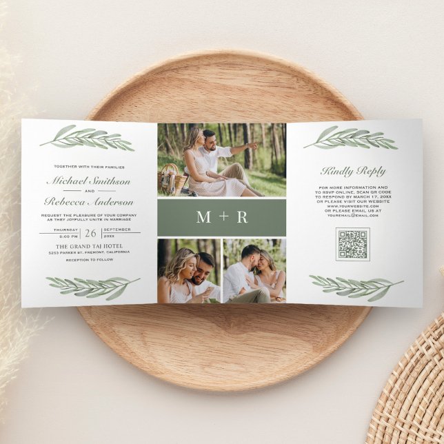 Faire-part de mariage avec code QR et collage de p (Créateur téléchargé)