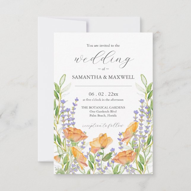 Faire-part de mariage avec code QR floral unique (Devant)