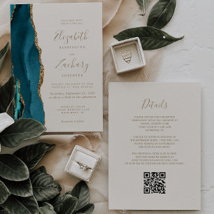 Faire-part de mariage avec code QR ivoire agate sa