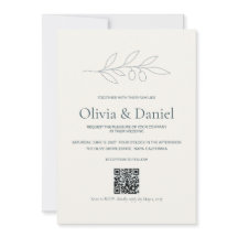 Faire-part de mariage avec code QR Minimaliste Bra