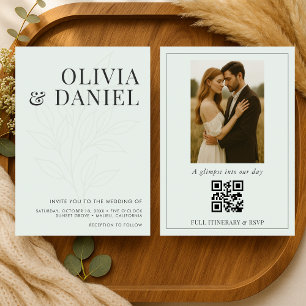Faire-part de mariage avec code QR photo boho bota