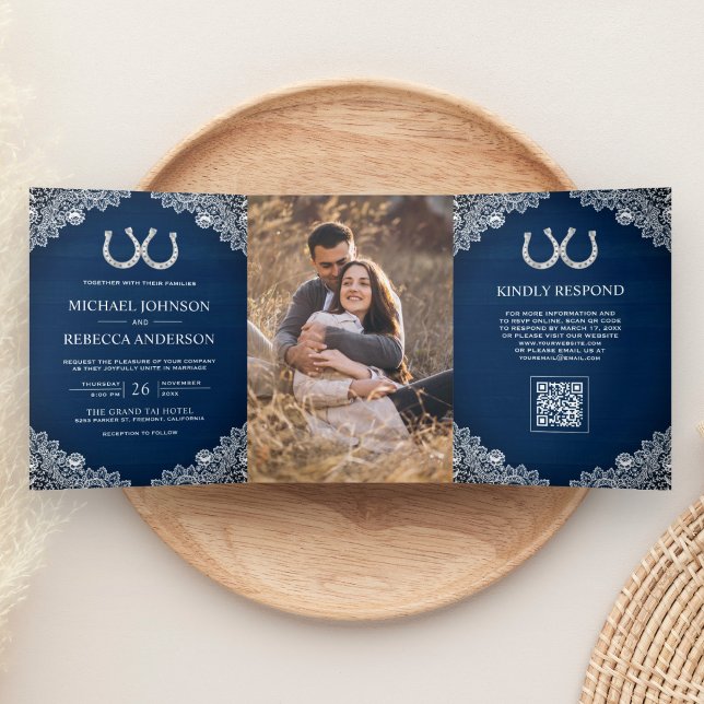 Faire-part de mariage avec code QR photo de chevau (Créateur téléchargé)