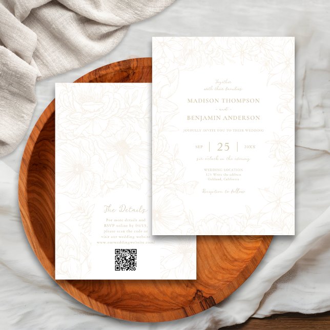 Faire-part de mariage avec code QR RSVP Arche de j (Créateur téléchargé)
