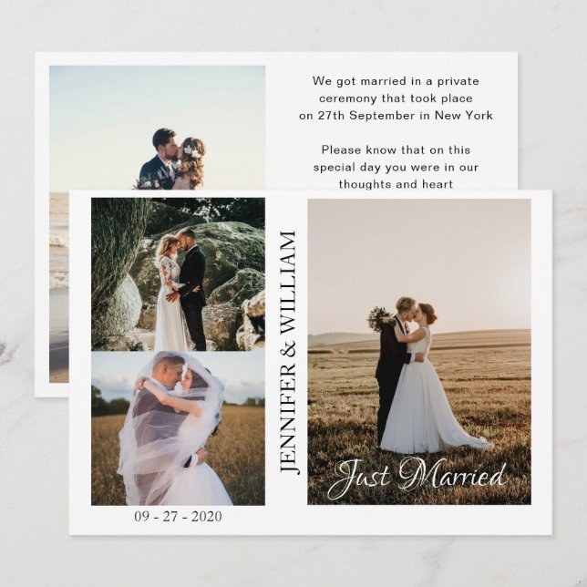 Faire-part de mariage avec collage de photos  (Devant / Derrière)