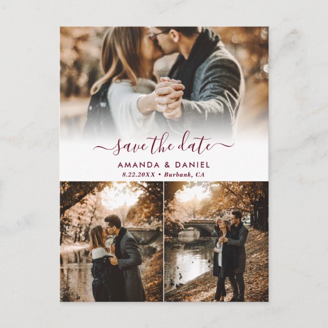 Faire-part de mariage avec collage de photos en bu (Devant)