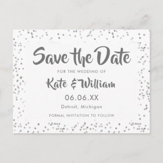Faire-part de mariage avec confettis Silver Stardu