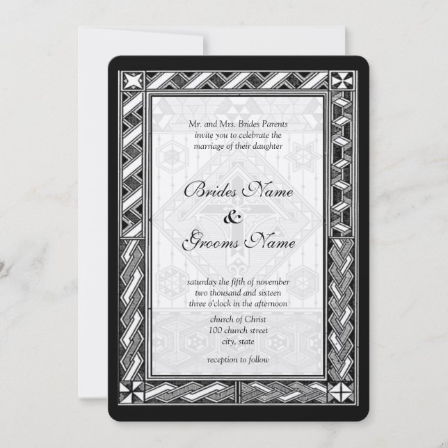 Faire-part de mariage avec croix en verre chrétien (Devant)